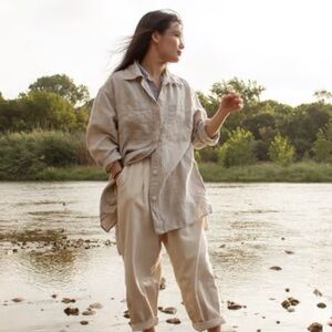 Esby Lenny Workshirt, Blue stripe, xsmall, gently used